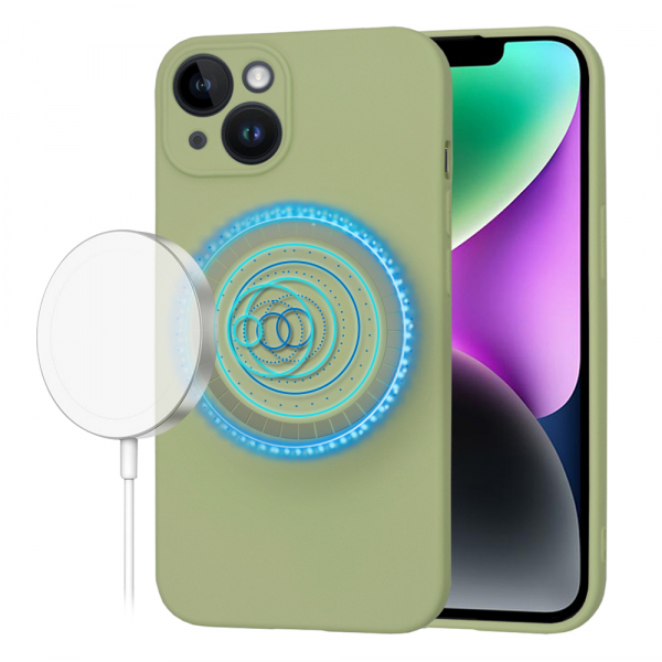 Husa MagSafe pentru Apple iPhone 14, Techsuit, SoftFlex, Matcha