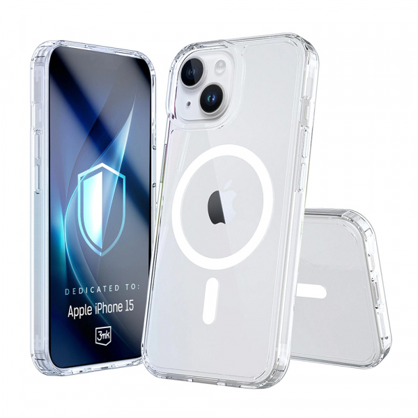 Husa MagSafe pentru Apple iPhone 15, 3MK, Armor MagCase, Transparenta