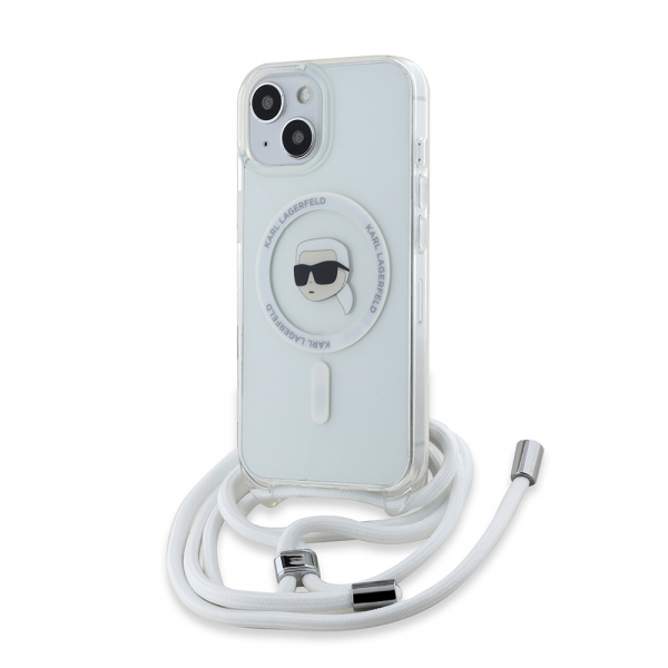 Husa MagSafe pentru Apple iPhone 15, Karl Lagerfeld, IML Crossbody Karl\'s Head, Transparenta