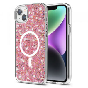Husa MagSafe pentru Apple iPhone 15 Plus / 14 Plus, Techsuit, Sparkly Glitter, Magenta