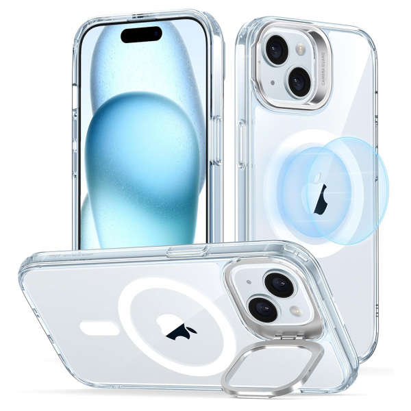 Husa MagSafe pentru Apple iPhone 15 Plus, ESR, Classic Hybrid Kickstand, Albastra Transparenta