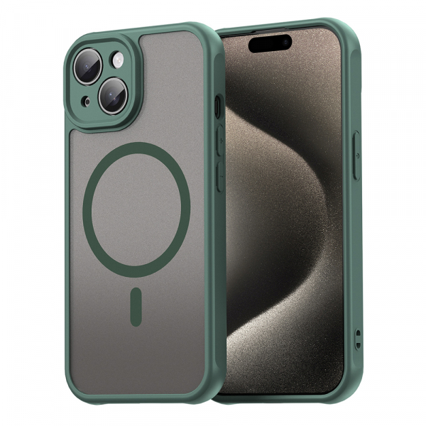 Husa MagSafe pentru Apple iPhone 15 Plus, Techsuit, HaloFrost II, Verde