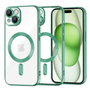 Husa MagSafe pentru Apple iPhone 15 Plus, Techsuit, Luxury Crystal, Verde Deschis