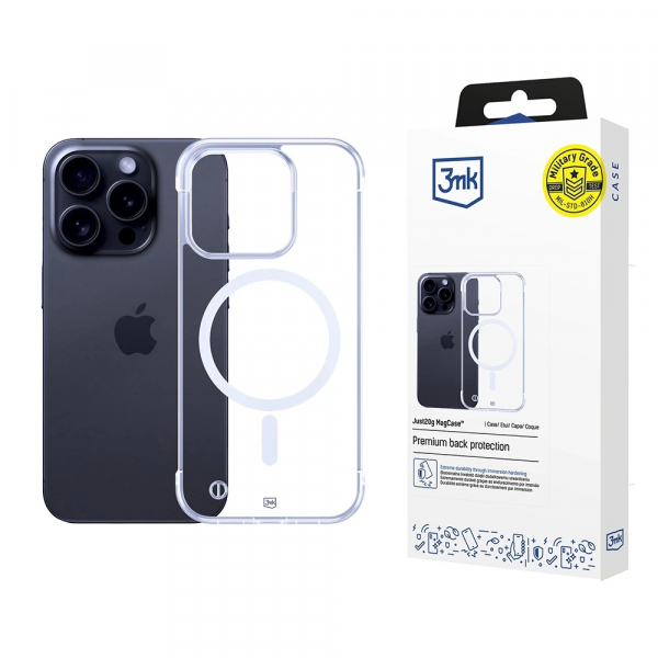 Husa MagSafe pentru Apple iPhone 15 Pro Max, 3MK, Just20g, Transparenta