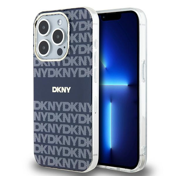 Husa MagSafe pentru Apple iPhone 15 Pro Max, DKNY, IML Mono & Stripe, Albastra