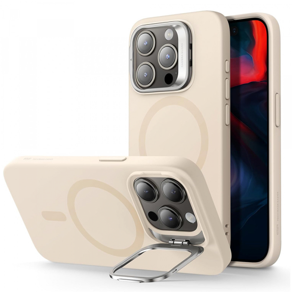 Husa MagSafe pentru Apple iPhone 15 Pro Max, ESR, Cloud Soft Kickstand, Crem
