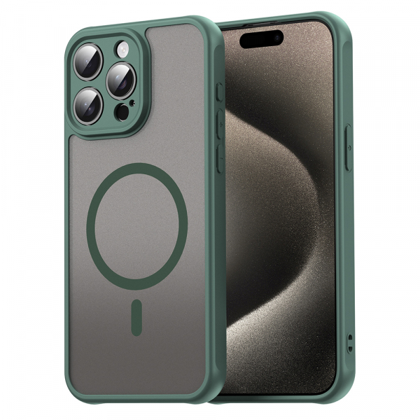 Husa MagSafe pentru Apple iPhone 15 Pro Max, Techsuit, HaloFrost II, Verde