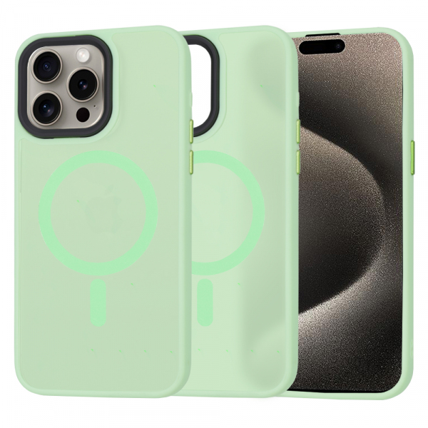 Husa MagSafe pentru Apple iPhone 15 Pro Max, Techsuit, HaloFrost, Verde Deschis
