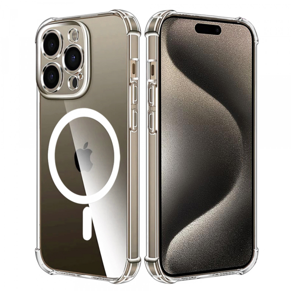 Husa MagSafe pentru Apple iPhone 15 Pro Max, Techsuit, Shockproof, Transparenta