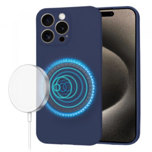 Husa MagSafe pentru Apple iPhone 15 Pro Max, Techsuit, SoftFlex, Bleumarin