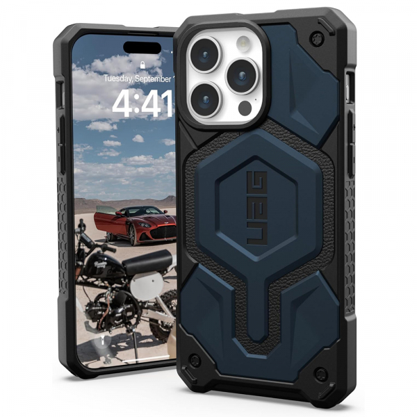 Husa MagSafe pentru Apple iPhone 15 Pro Max, Urban Armor Gear, Monarch Pro, Bleumarin