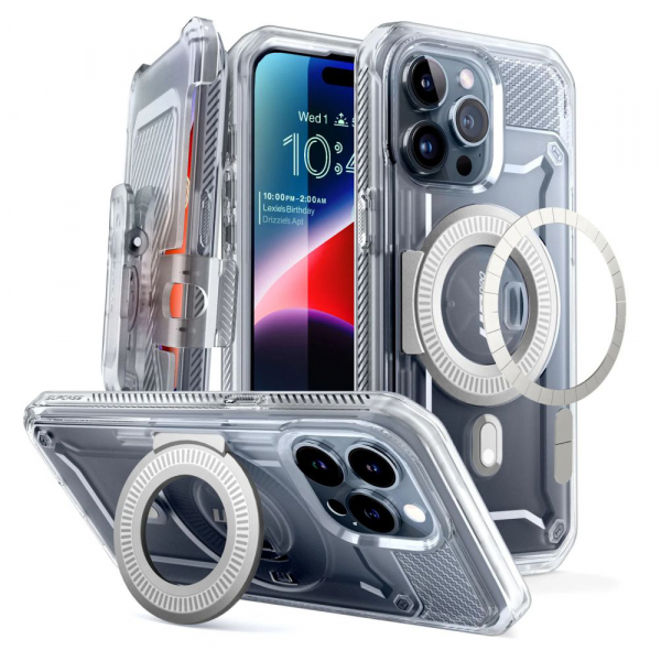 Husa MagSafe pentru Apple iPhone 15 Pro, Supcase, Unicorn Beetle Pro, Transparenta