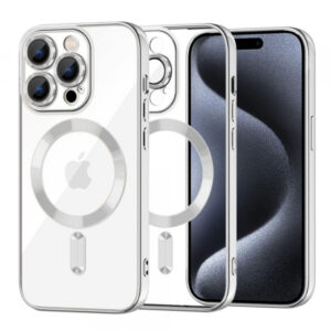 Husa MagSafe pentru Apple iPhone 15 Pro, Techsuit, Luxury Crystal, Argintie