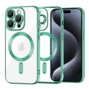 Husa MagSafe pentru Apple iPhone 15 Pro, Techsuit, Luxury Crystal, Verde Deschis