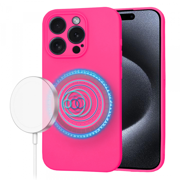 Husa MagSafe pentru Apple iPhone 15 Pro, Techsuit, SoftFlex, Roz Inchis