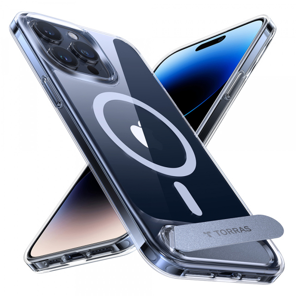 Husa MagSafe pentru Apple iPhone 15 Pro, Torras, Pstand, Transparenta