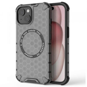 Husa MagSafe pentru Apple iPhone 15, Techsuit, HoneyComb Shield, Neagra