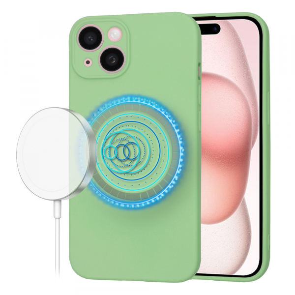 Husa MagSafe pentru Apple iPhone 15, Techsuit, SoftFlex, Verde Deschis