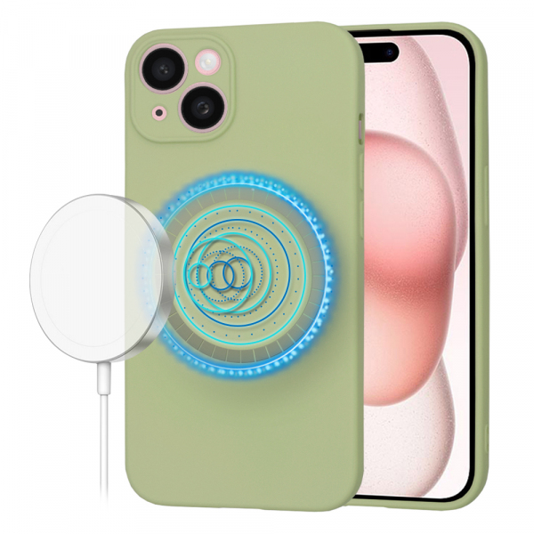 Husa MagSafe pentru Apple iPhone 15, Techsuit, SoftFlex, Matcha