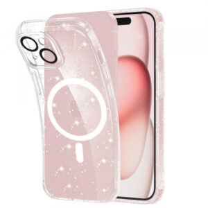 Husa MagSafe pentru Apple iPhone 15, Techsuit, SparkleSkin, Transparenta