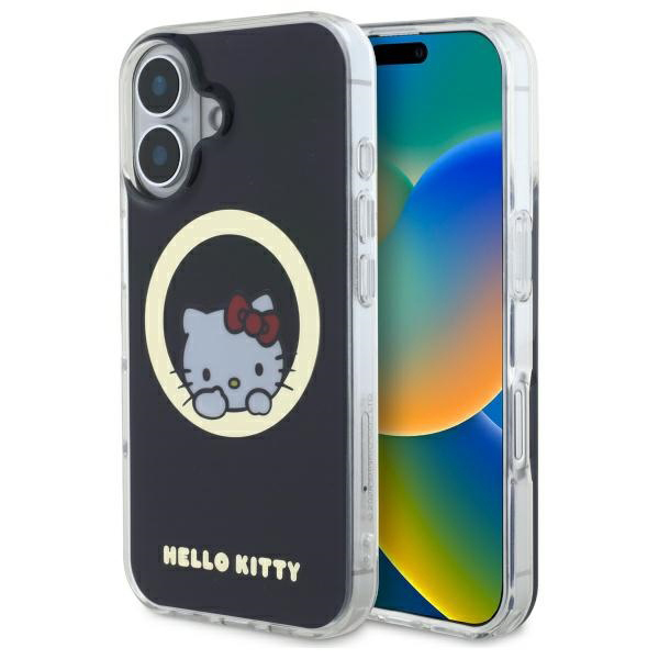 Husa MagSafe pentru Apple iPhone 16, Hello Kitty, IML Sweet Kitty, Neagra