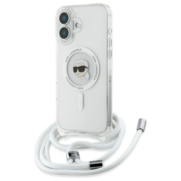 Husa MagSafe pentru Apple iPhone 16, Karl Lagerfeld, IML Crossbody Karl\'s Head, Transparenta