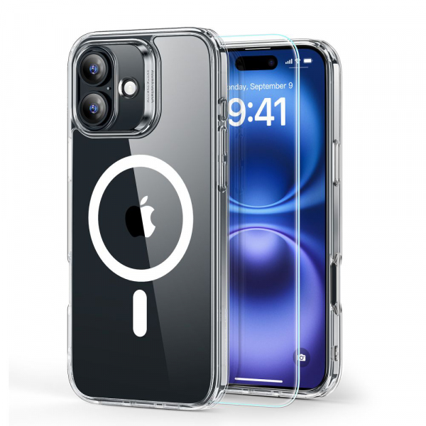 Husa MagSafe pentru Apple iPhone 16 Plus, ESR, Classic Hybrid with Screen Protector, Transparenta