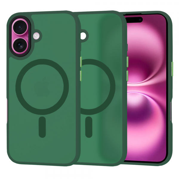Husa MagSafe pentru Apple iPhone 16 Plus, Techsuit, HaloFrost, Verde