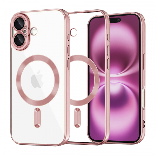 Husa MagSafe pentru Apple iPhone 16 Plus, Techsuit, Luxury Crystal, Roz