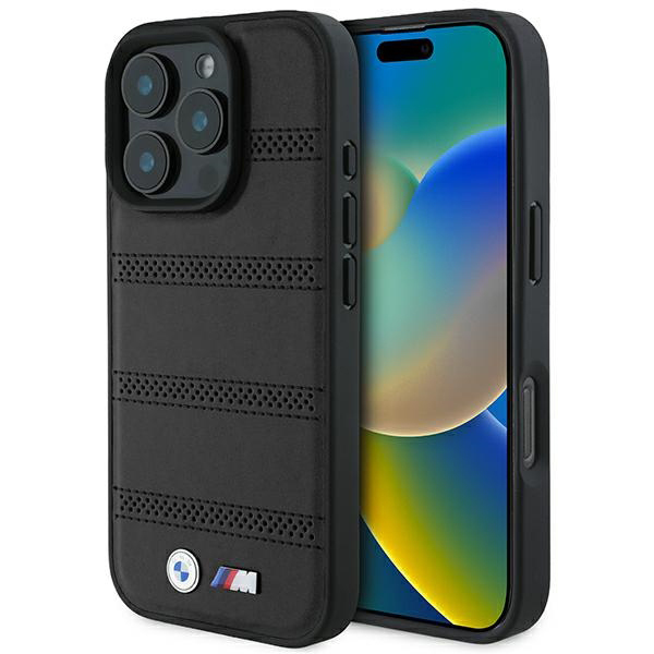 Husa MagSafe pentru Apple iPhone 16 Pro, BMW, M Perforated And Stitched Line, Neagra