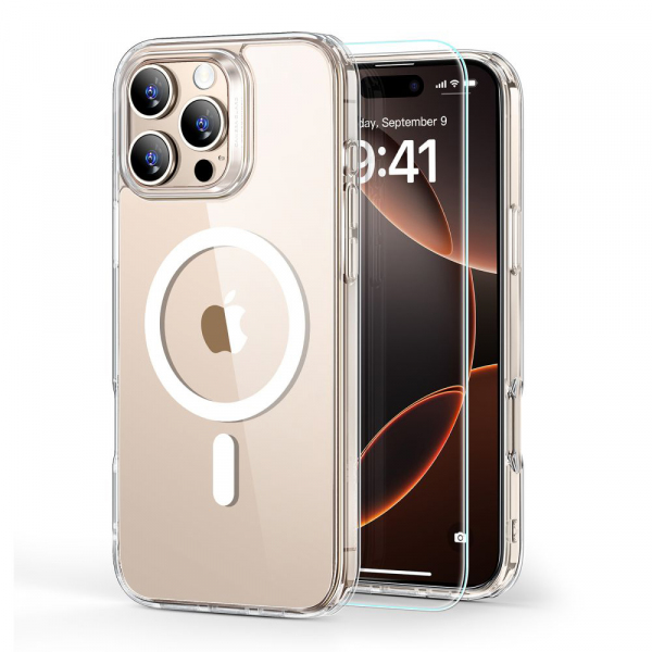 Husa MagSafe pentru Apple iPhone 16 Pro, ESR, Classic Hybrid with Screen Protector, Transparenta