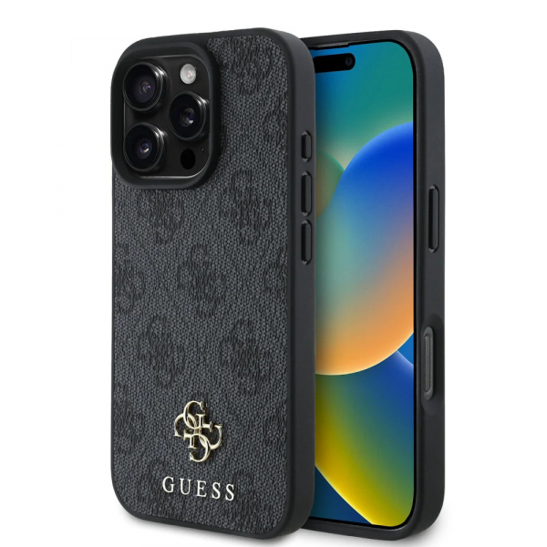 Husa MagSafe pentru Apple iPhone 16 Pro, Guess, 4G Classic, Neagra