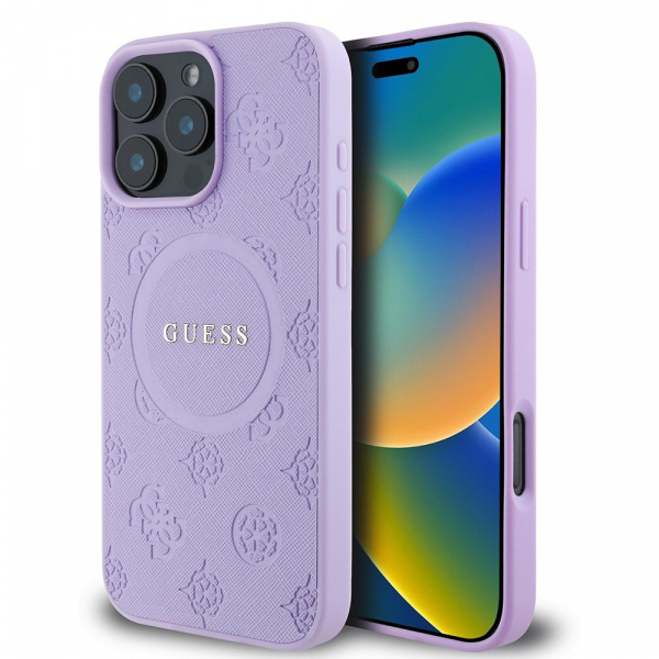 Husa MagSafe pentru Apple iPhone 16 Pro, Karl Lagerfeld, Saffiano Peony Stamp, Violet