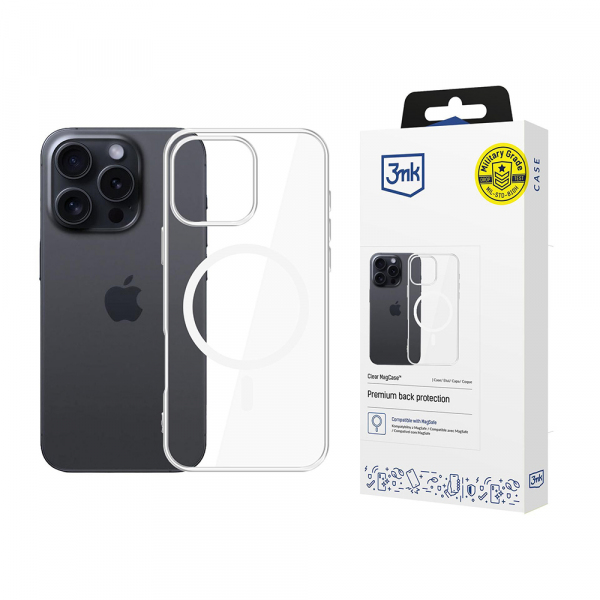 Husa MagSafe pentru Apple iPhone 16 Pro Max, 3MK, Clear MagCase, Transparenta