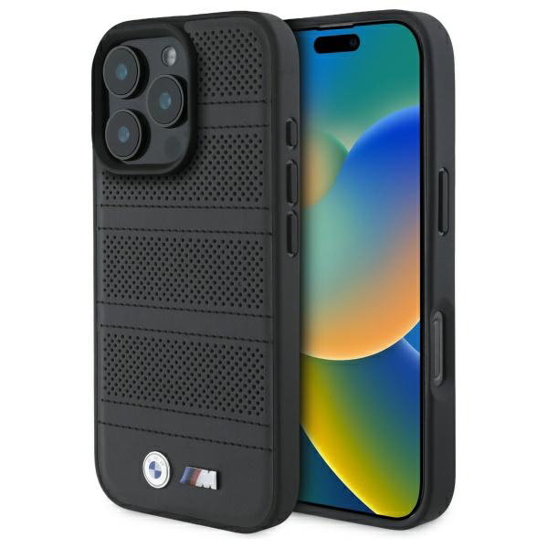 Husa MagSafe pentru Apple iPhone 16 Pro Max, BMW, M Perforated And Stitched Line, Neagra