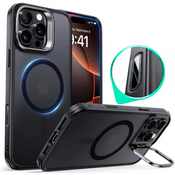 Husa MagSafe pentru Apple iPhone 16 Pro Max, ESR, Classic Hybrid Kickstand Slide, Neagra Satinata