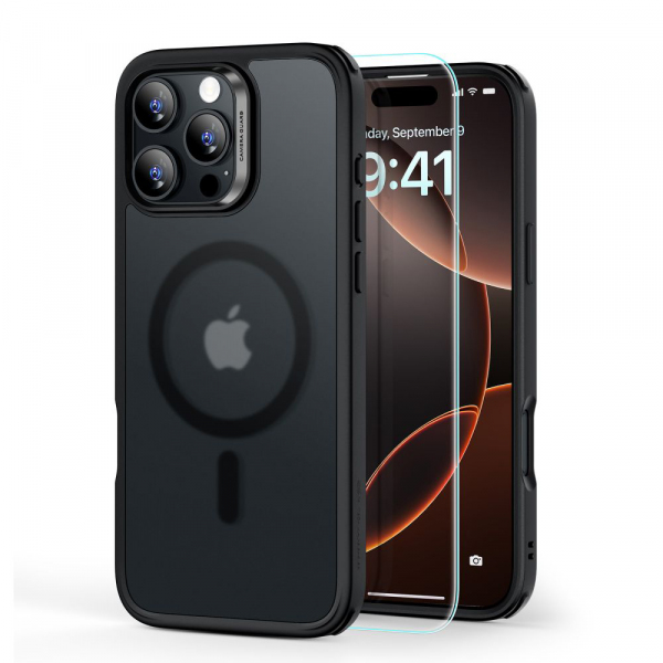 Husa MagSafe pentru Apple iPhone 16 Pro Max, ESR, Classic Hybrid with Screen Protector, Neagra Satinata