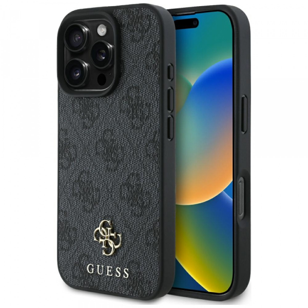 Husa MagSafe pentru Apple iPhone 16 Pro Max, Guess, 4G Small and Classic Logo, Neagra