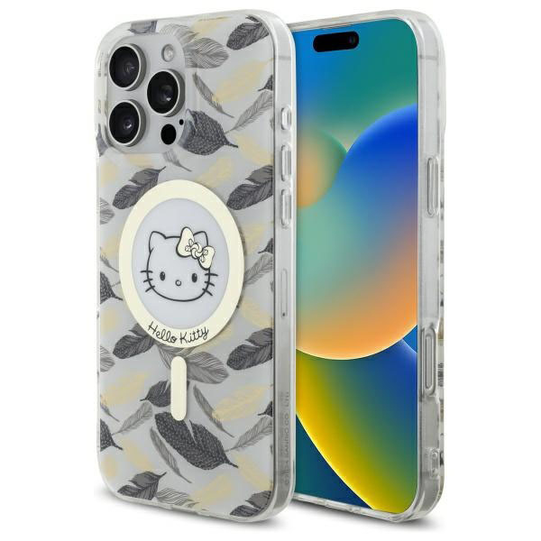 Husa MagSafe pentru Apple iPhone 16 Pro Max, Hello Kitty, IML Golden Leaves, Alba