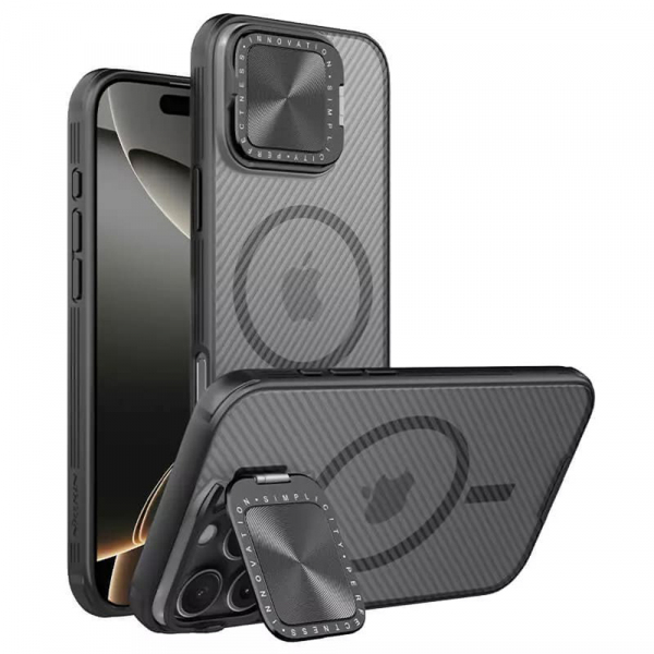 Husa MagSafe pentru Apple iPhone 16 Pro Max, Nillkin, CamShield Prop, Neagra Transparenta