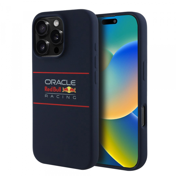 Husa MagSafe pentru Apple iPhone 16 Pro Max, Red Bull Racing, Horizontal Centered Logo, Bleumarin