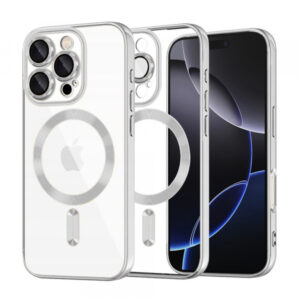 Husa MagSafe pentru Apple iPhone 16 Pro Max, Techsuit, Luxury Crystal, Argintie