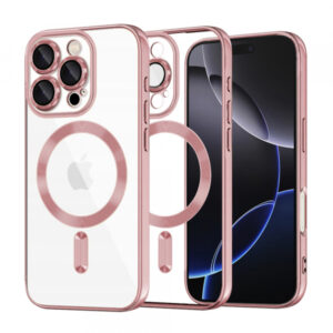 Husa MagSafe pentru Apple iPhone 16 Pro Max, Techsuit, Luxury Crystal, Roz