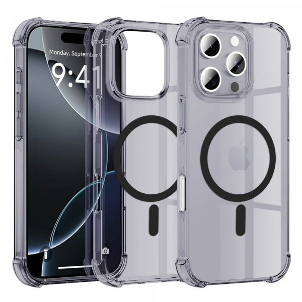 Husa MagSafe pentru Apple iPhone 16 Pro Max, Techsuit, Shockproof Clear, Fumurie