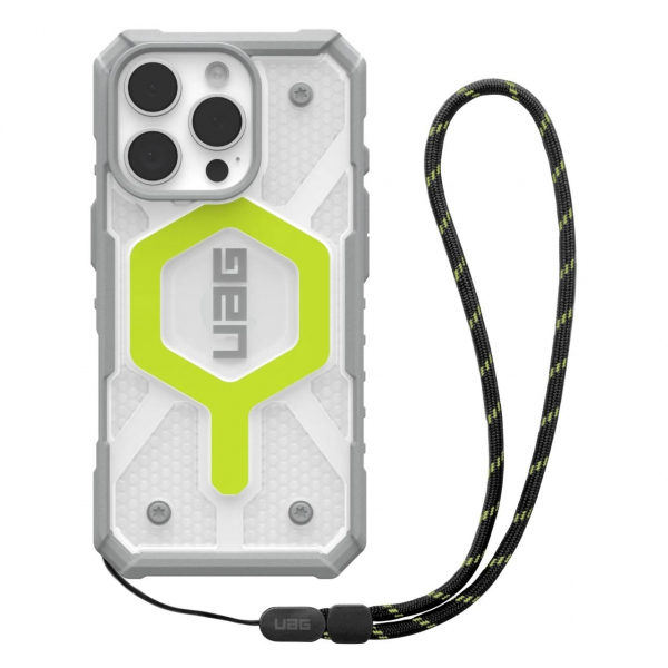 Husa MagSafe pentru Apple iPhone 16 Pro Max, Urban Armor Gear, Pathfinder Clear with Lanyard, Verde