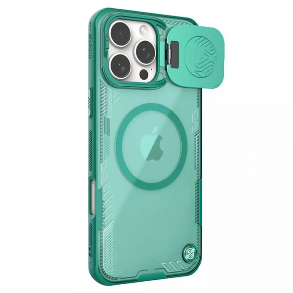 Husa MagSafe pentru Apple iPhone 16 Pro, Nillkin, Iceblade Prop w/o Camera Cutout, Verde