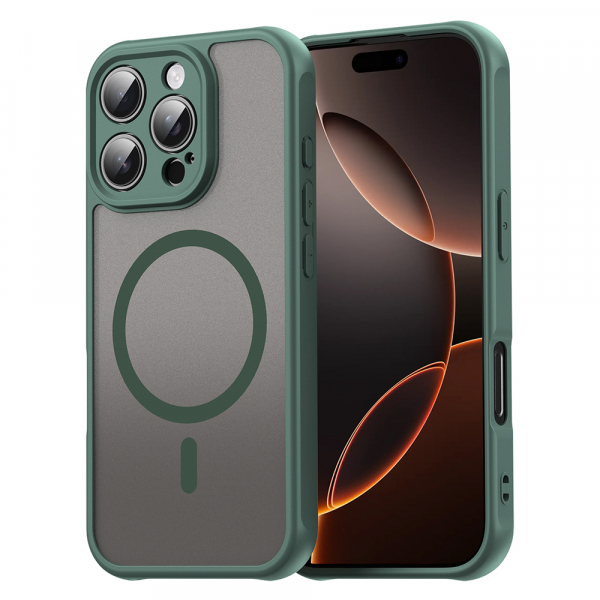 Husa MagSafe pentru Apple iPhone 16 Pro, Techsuit, HaloFrost II, Verde