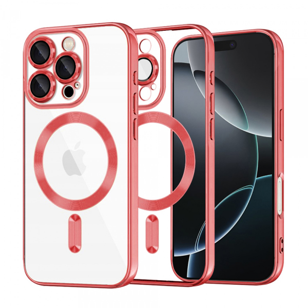 Husa MagSafe pentru Apple iPhone 16 Pro, Techsuit, Luxury Crystal, Rosie