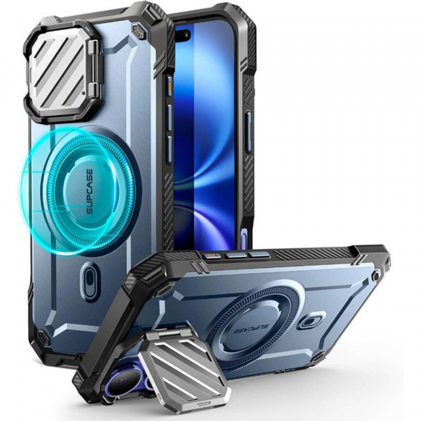Husa MagSafe pentru Apple iPhone 16, Supcase, Unicorn Beetle XT, Bleu