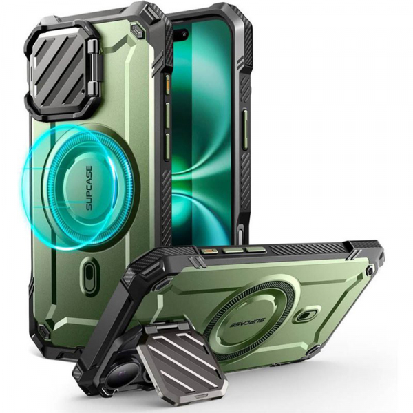 Husa MagSafe pentru Apple iPhone 16, Supcase, Unicorn Beetle XT, Verde